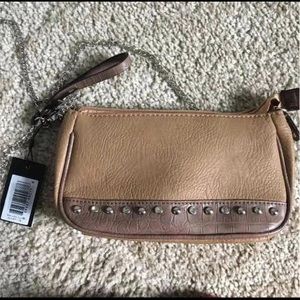 Tan crossbody jeweled bag